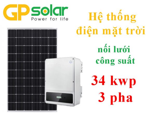 Hệ thống điện mặt trời nối lưới cho doanh nghiệp 34 kwp 3 pha